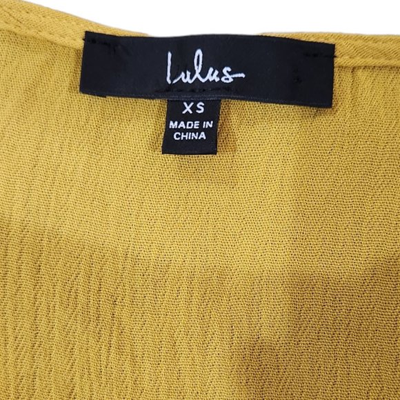 Lulu’s Much Obliged Golden Yellow Wrap Maxi Dress Adjustable Waist Tie XS - Picture 8 of 9